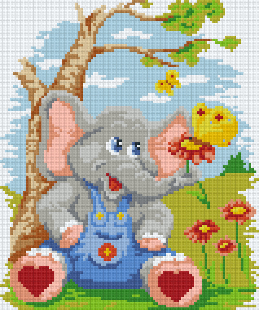 Little Elephant Six [6] Baseplate PixelHobby Mini-mosaic Art Kits image 0